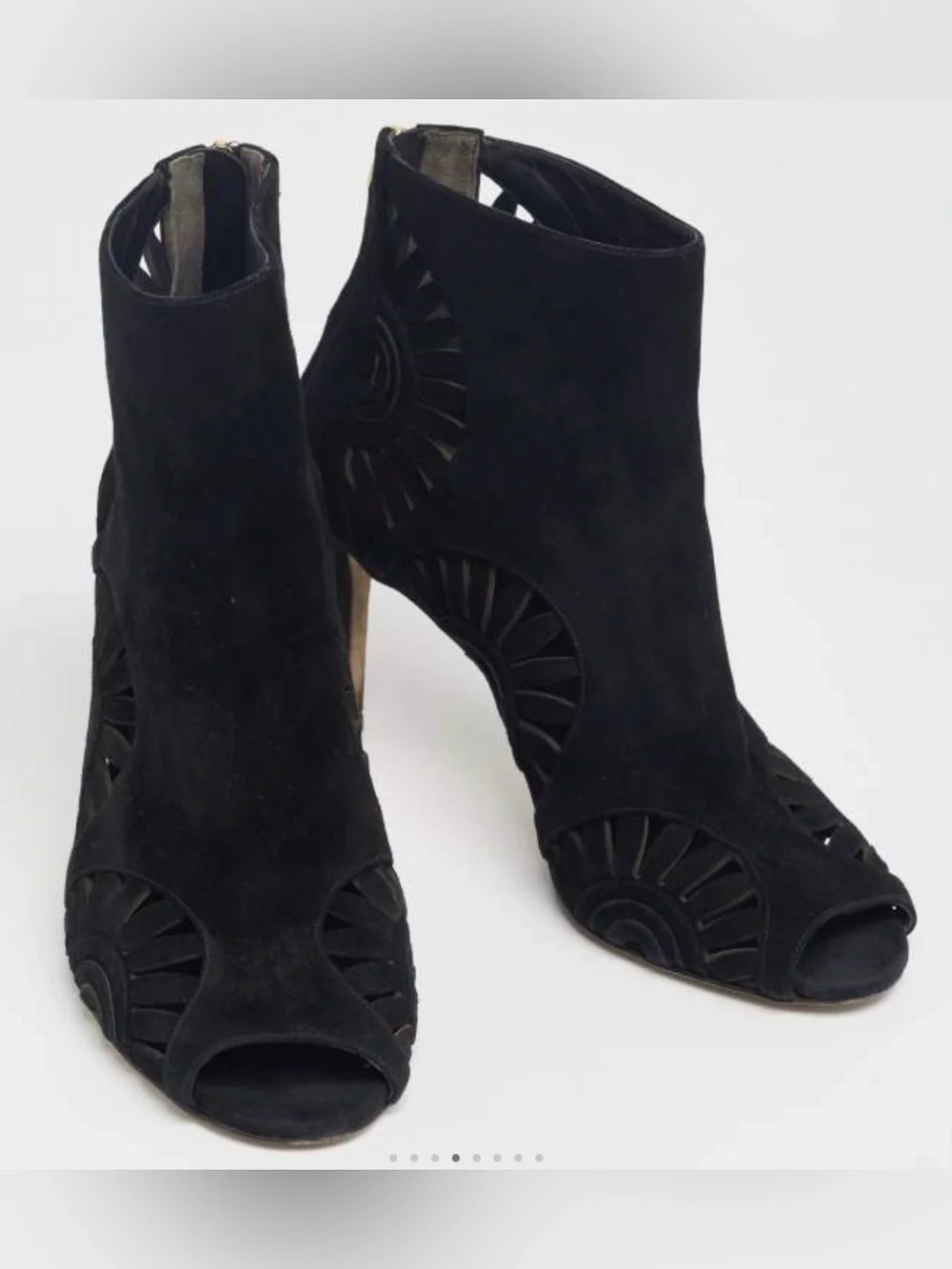 Tory Burch Leyla Black Suede Peep Toe Ankle Boots Size 8.5 🖤